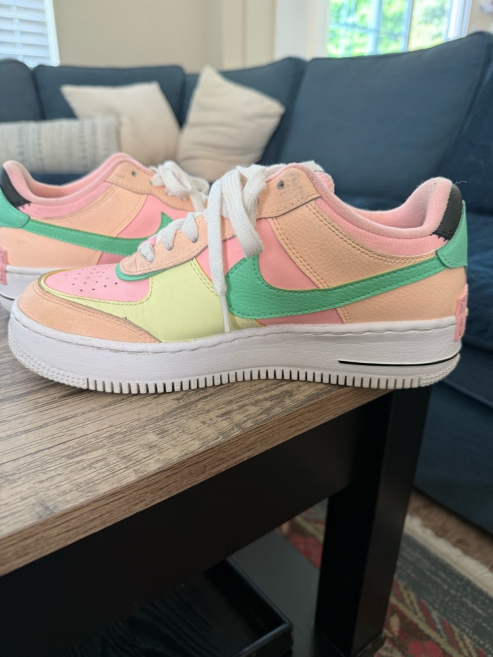 Nike Low-Top Sneakers in Pastel Pink, Mint & Cream Air force used twice